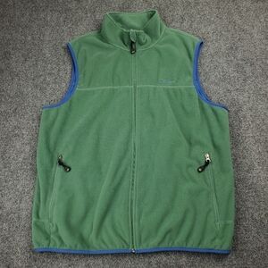 LL Bean Polartec Fleece Vest Jacket XL Zip Up Sleeveless Lightweight Green Blue